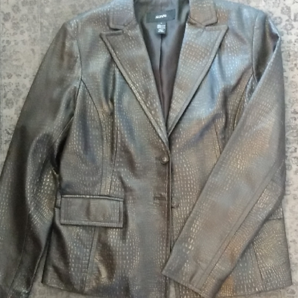 Brown Leather Women's Blazer Large